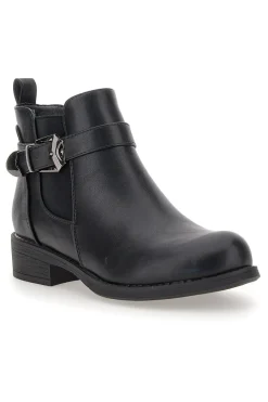 Donna THE FIRST Stivaletti neri con fibbia laterale e tacco basso P621