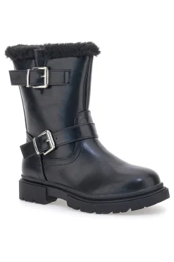 PITT KIDS Stivaletti neri con pelliccia interna e fibbie SKBS1015