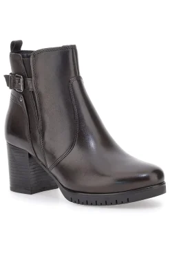 PITTARELLO CLASS Stivaletti neri in pelle con tacco largo 3121 Online