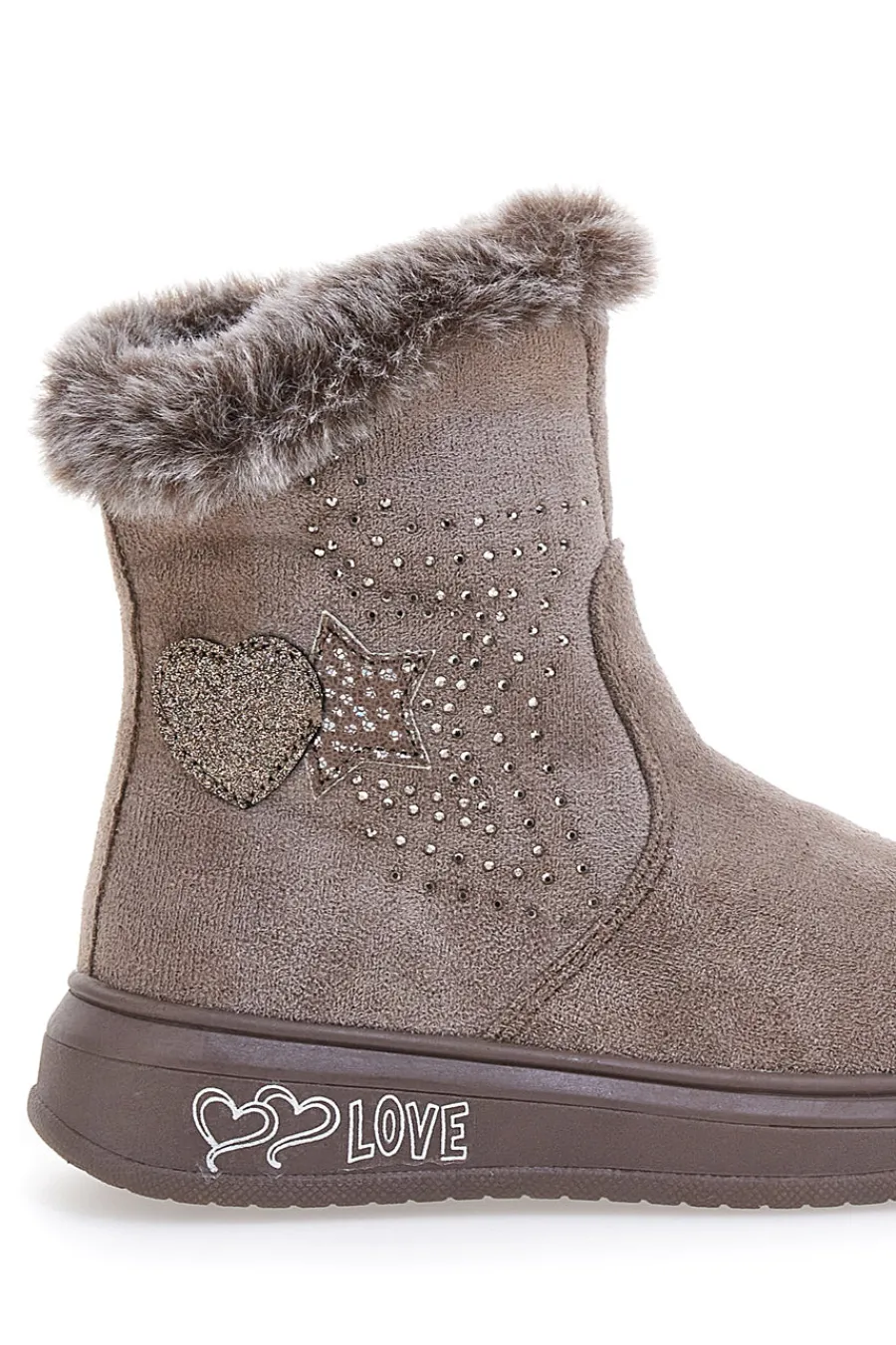 GRAZIE Stivaletti taupe con pelliccia sintetica e glitter Grazia 1625