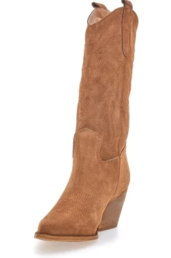 PITTARELLO LOVE Stivaletti texani marroni in vera pelle ricamati TEX901RN CUOIO New