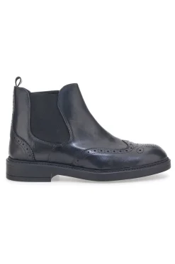 Uomo LONGFORD Stivaletto Beatles Vera Pelle Nero 01