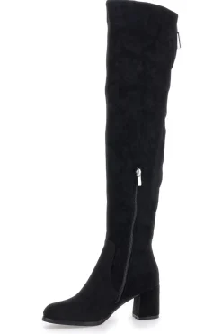 LE HAVRE PARIS Stivali neri sopra al ginocchio con zip gioiello 1983G425 Clearance