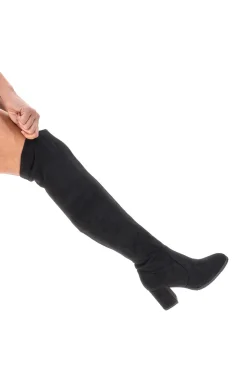 THE FIRST Stivali Neri Sopra il Ginocchio Con Tacco 496 SCHWARZ Hot