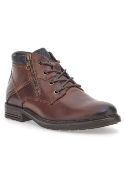 Uomo OUT PUT Stringate Alte 620056 Marroni Vera Pelle