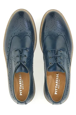 Uomo PITTARELLO Stringate Stile Inglese Blu Made in Italy 8023