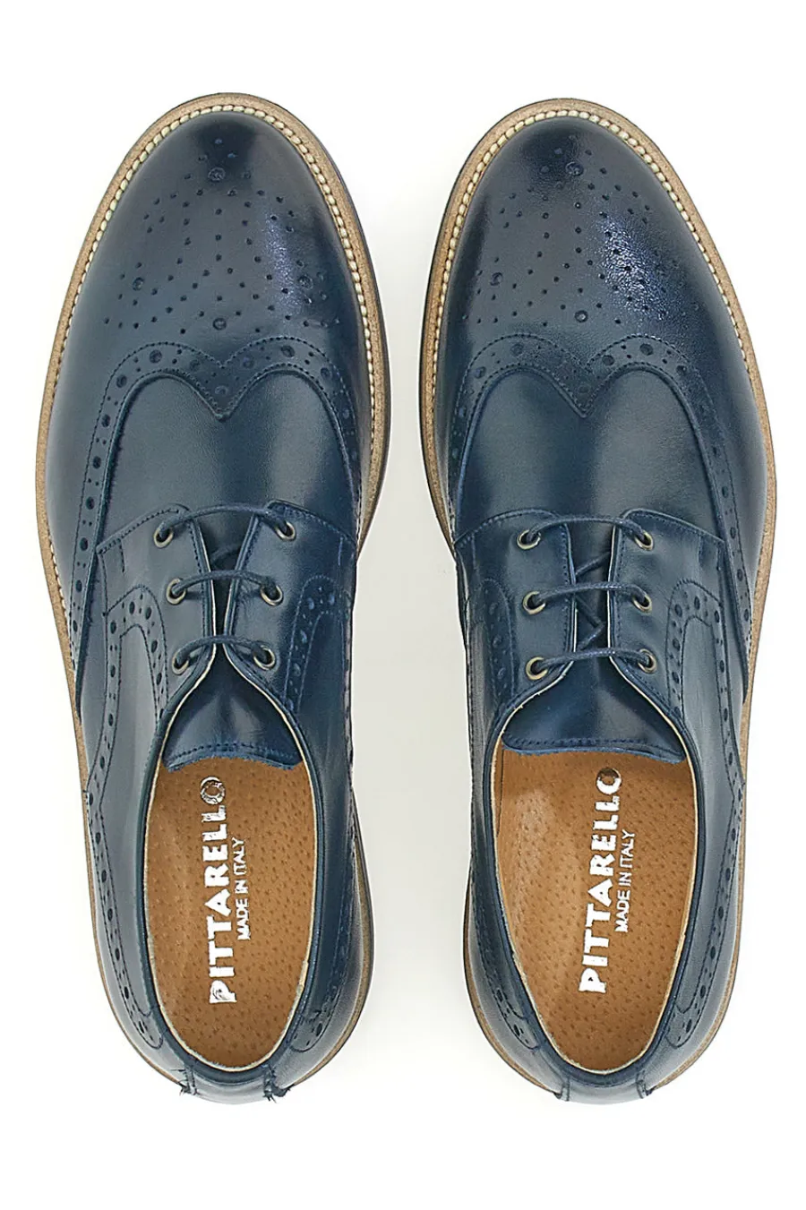 Uomo PITTARELLO Stringate Stile Inglese Blu Made in Italy 8023
