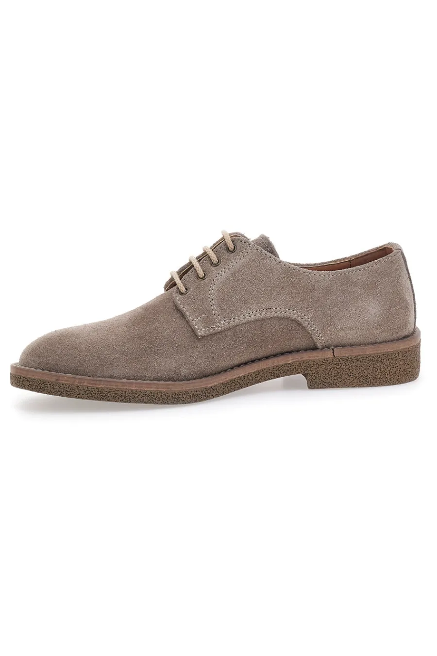 Uomo PTR Stringate Tortora con Suola in Gomma Made in Italy 3016