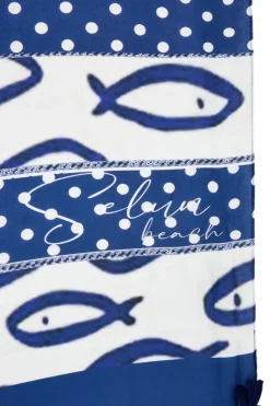 SELUN BEACH Telo mare blu con stampa 261025