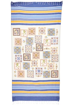 B-SAND Telo Mare in Cotone Bianco e Blu 005
