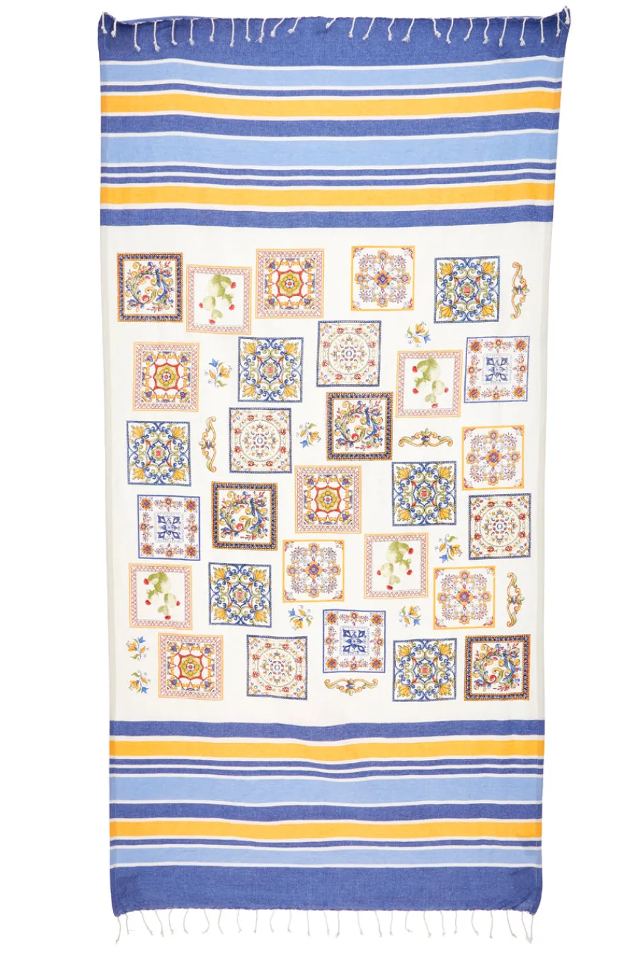 B-SAND Telo Mare in Cotone Bianco e Blu 005