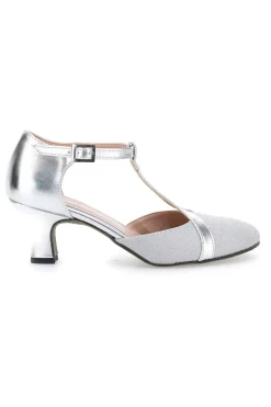 THE FIRST DANCE 6554 ne T-Riemen-Tanzschuhe mit Echtledersohle SILBER Clearance