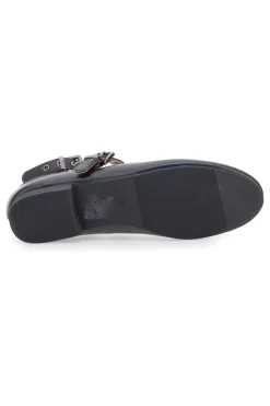 THE FIRST IDEA2286 e Ballerinas mit Nietenriemen SCHWARZ Hot