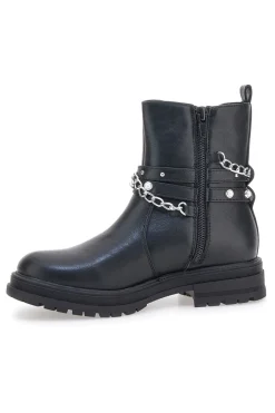 PITT KIDS Tronchetti neri con catena e borchie SKBS812
