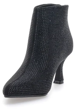 NAZARENO GABRIELLI Tronchetti neri con strass tacco medio 7225 Online