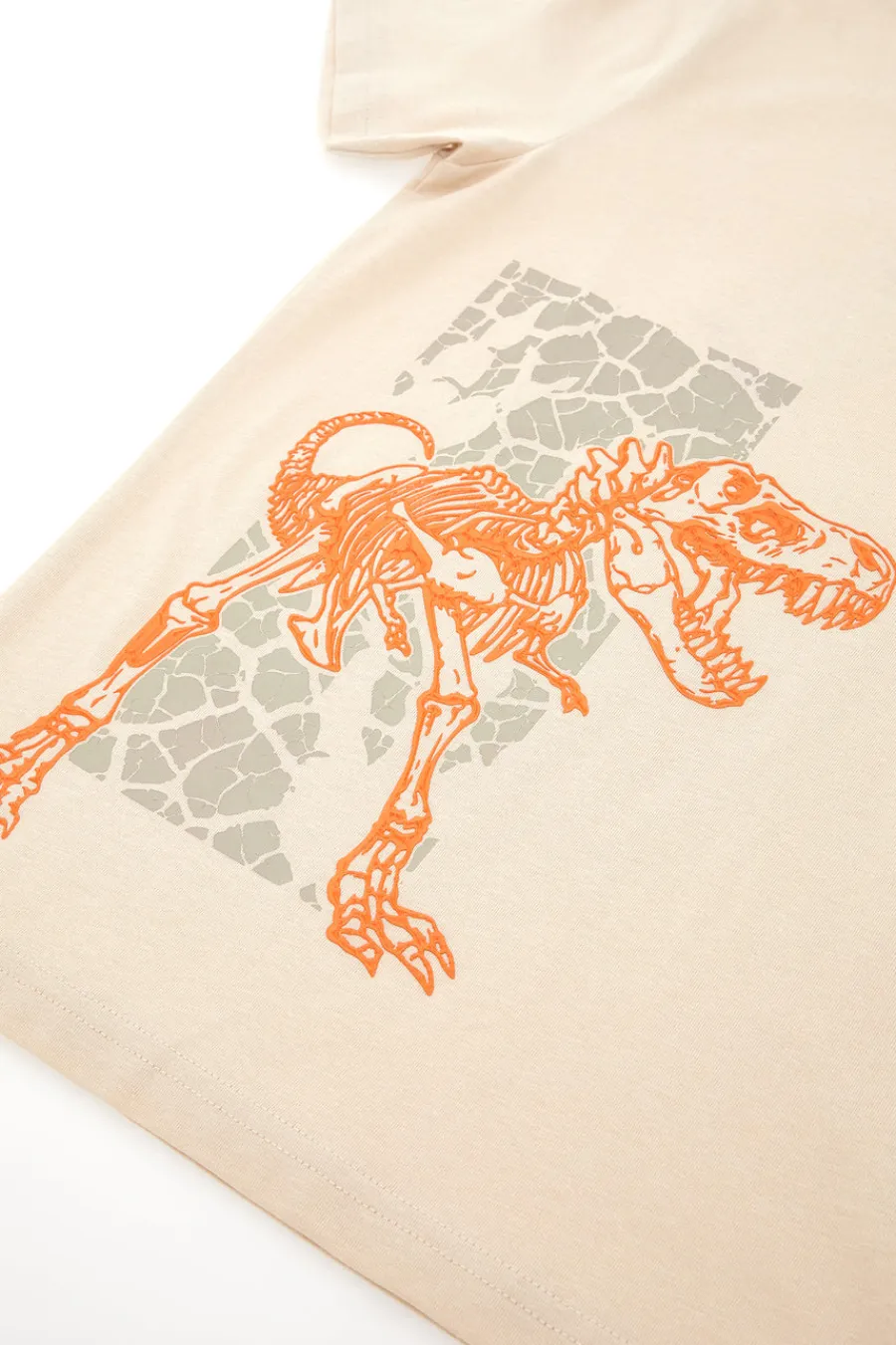 PITT KIDS T-Shirt Beige con Dinosauro Arancione PT-B-F-0500