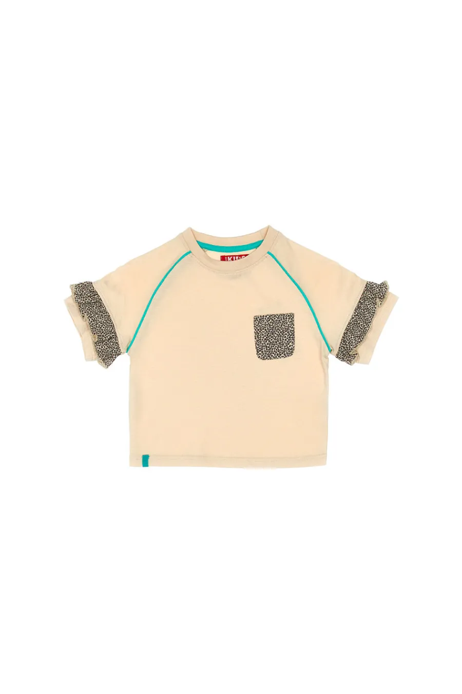 PITT KIDS T-Shirt Beige Con Fantasia Animalier e Volant PT-K-T-7002