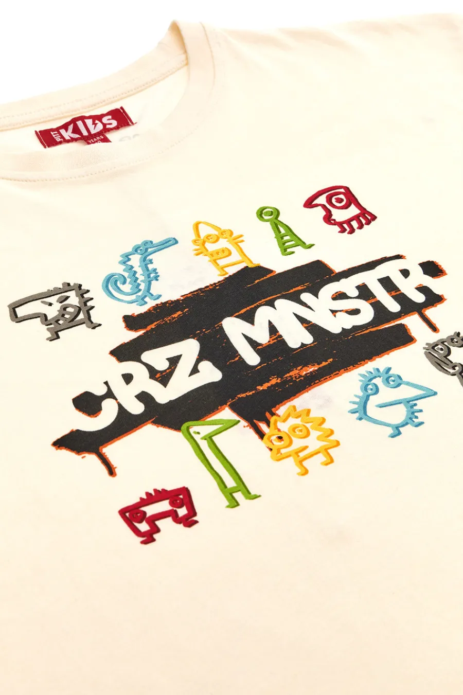 PITT KIDS T-Shirt Beige Con Stampa sul Petto PT-K-T-7037