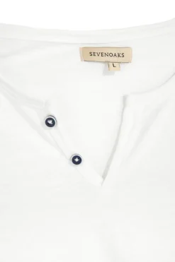 Uomo SEVENOAKS T-hirt bianca con bottoni NBY1343