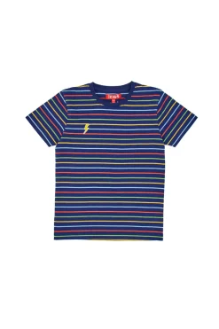 PITT KIDS T-Shirt Blu con Righe Colorate PT-B-T-05007