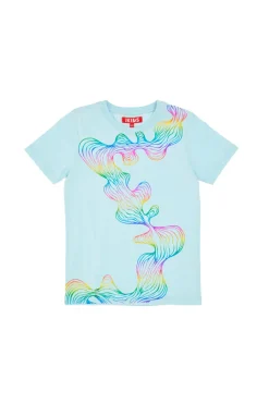 PITT KIDS T-Shirt Celeste con Stampa Effetto Metallizzato PT-G-T-050