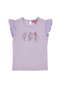PITT KIDS T-Shirt Lilla con Stampa e Maniche Volant PT-G-T-05053