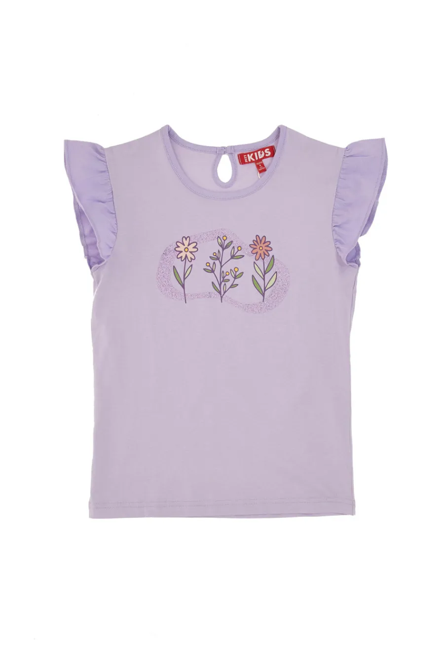 PITT KIDS T-Shirt Lilla con Stampa e Maniche Volant PT-G-T-05053