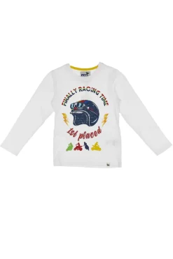 PITT KIDS T-shirt manica Lunga 03033 Bianca