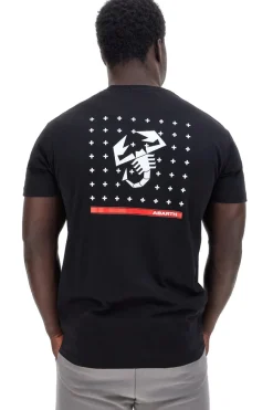 Uomo ABARTH T-hirt nera con tapa petto e dettagi roi AH024TEA