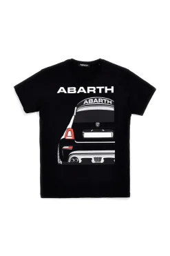 Uomo ABARTH T-hirt nera in cotone con tapa u petto AH26056