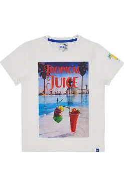 PITT KIDS T-shirt B21 Bianca con stampa Tropical Juice