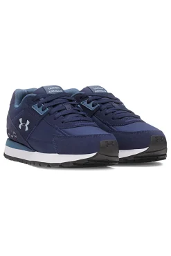 Uomo UNDER ARMOUR Essential Runner – blaue Nylon-Sneaker mit Wildledereinsätzen