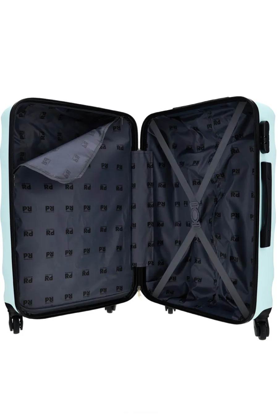 PRIMA RIGA Valigia trolley grande azzurra rigida 4 ruote PR168/G