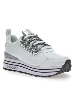 SARA LOPEZ Weiße Flatform-Sneaker von WEIß, SILVER New
