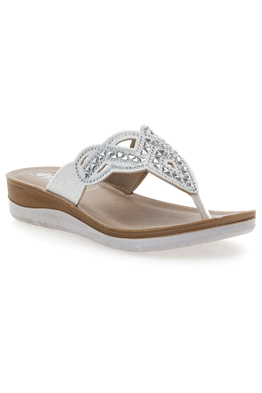 INBLU e Flip-Flops mit Steinen und Strasssteinen Bv WEIß New