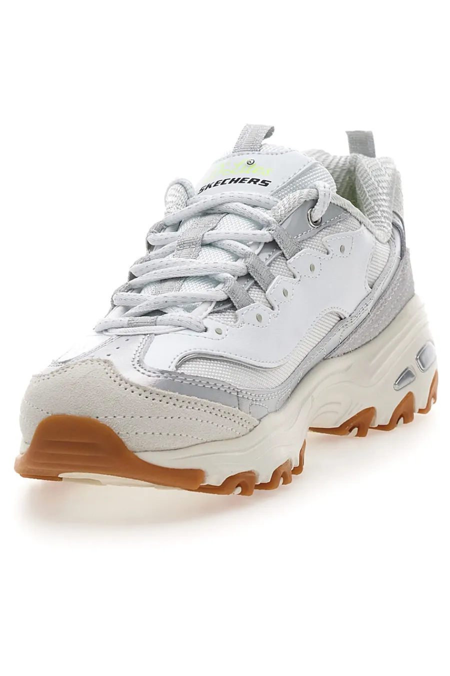 SKECHERS Weiße Schuhe mit schillernden Einsätzen und Memory Foam D'Lites Dazzling Shine SILBER, WEIß Outlet