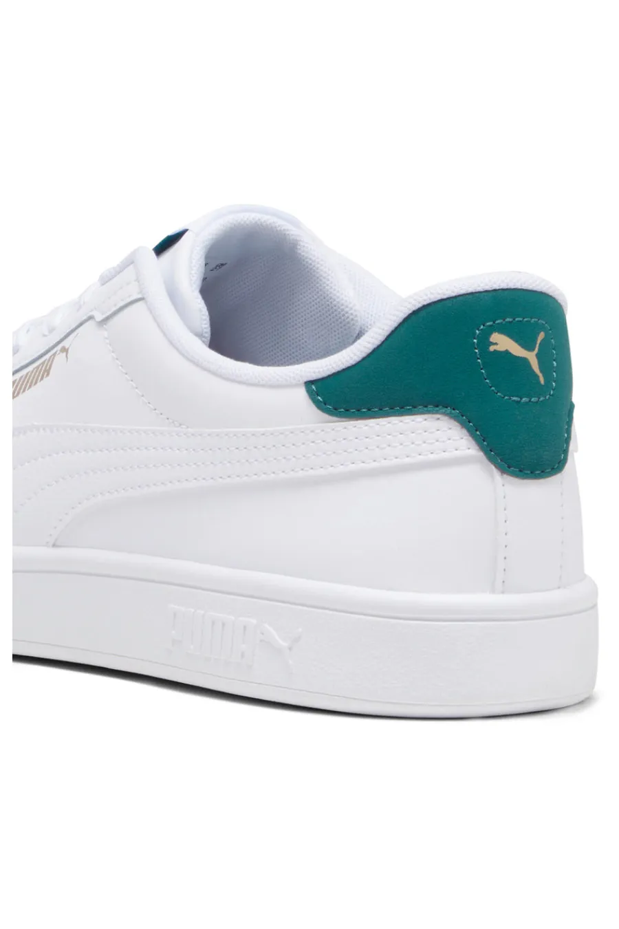 Uomo PUMA Weiße Sneakers mit grünen Details aus Komfortleder Smash 3.0 L