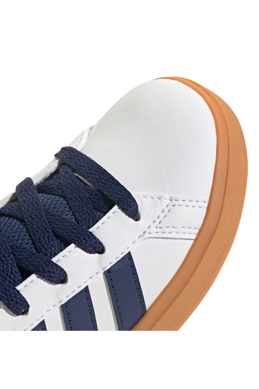 ADIDAS Weiße Sneakers mit Schnürsenkeln und blauen Seitenbändern GRAND COURT 2.0 K