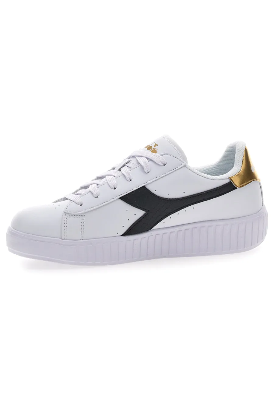 DIADORA Weiße Sneakers mit schwarzem und goldenem Logo GAME STEP SKIN GS