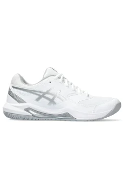 ASICS Weiß und Silber Tennisschuhe Gel-Dedicate 8