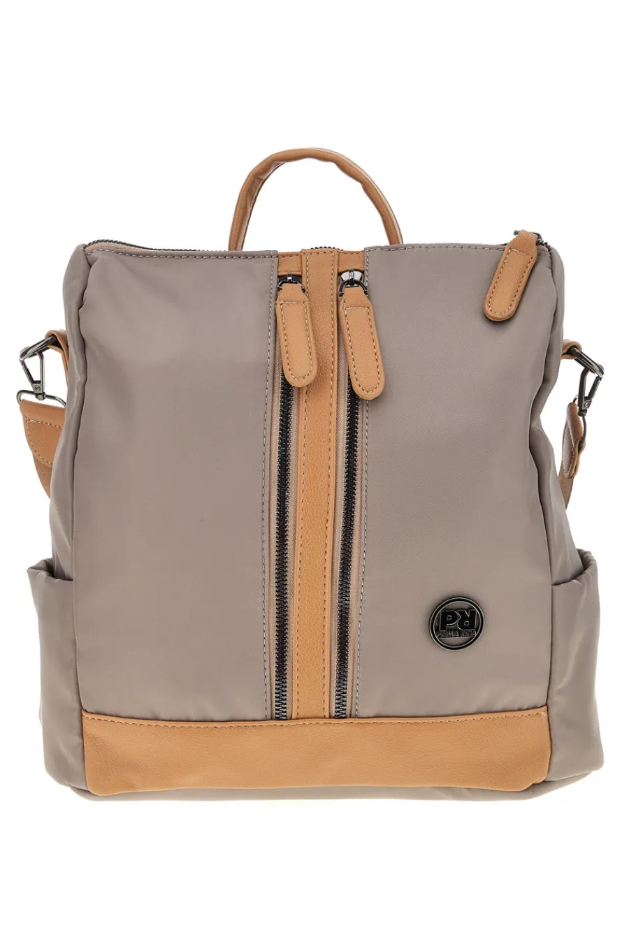 Donna PRIMA RIGA Zaino beige e cuoio con zip frontali e spallacci regolabili WIS BAGPITT001-A