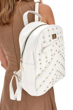 Donna LANCETTI Zaino Bianco Con Borchie Oro Clash 260-3