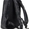 Uomo LANCETTI Zaino in pelle nera con tasche interne CARIUS