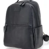 Donna BASILE Zaino nero in vera pelle con tasche laterali BA3545DX