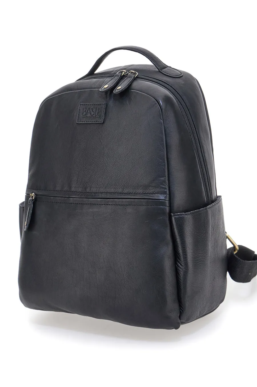 Donna BASILE Zaino nero in vera pelle con tasche laterali BA3545DX